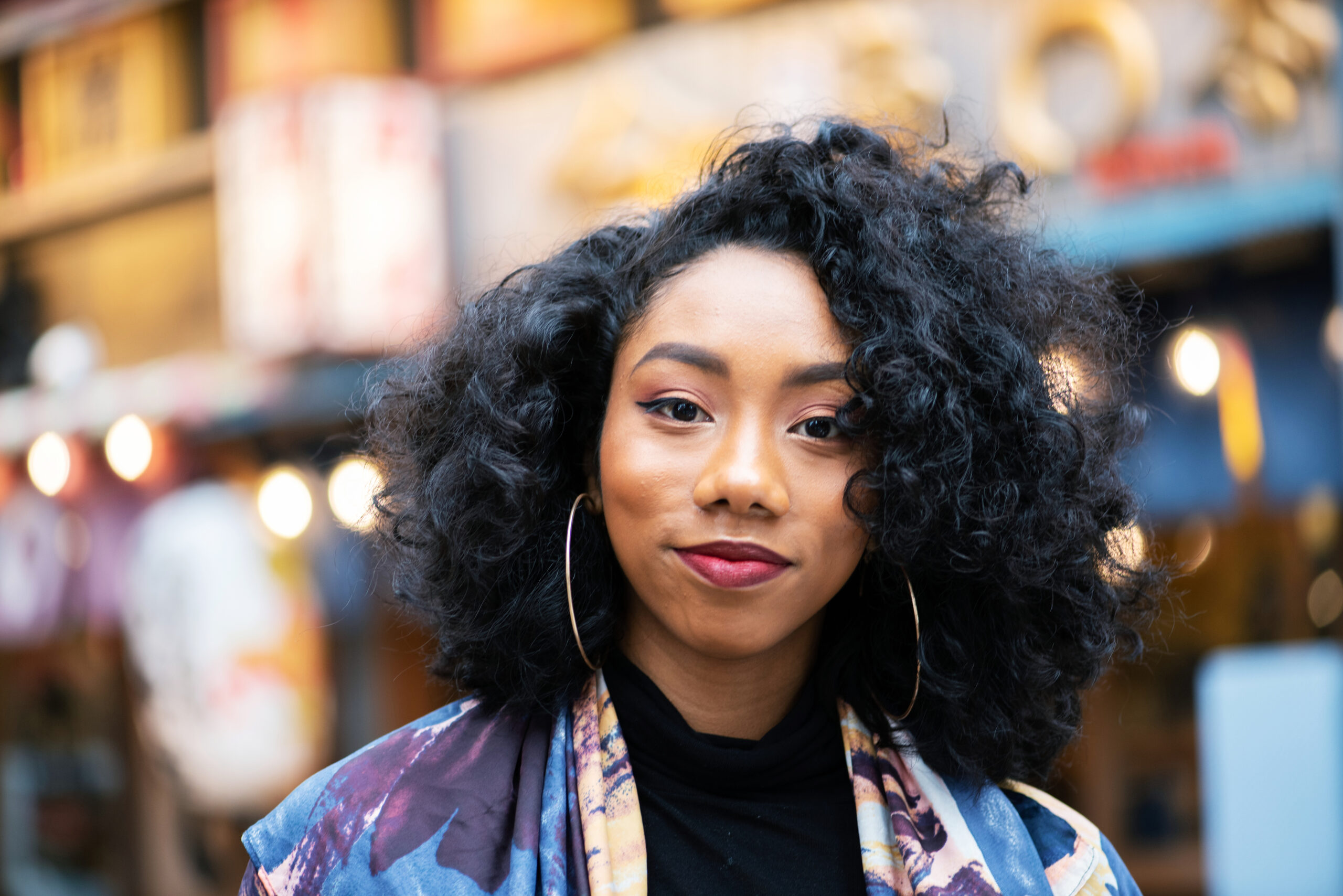 Street portrait of beautiful young woman