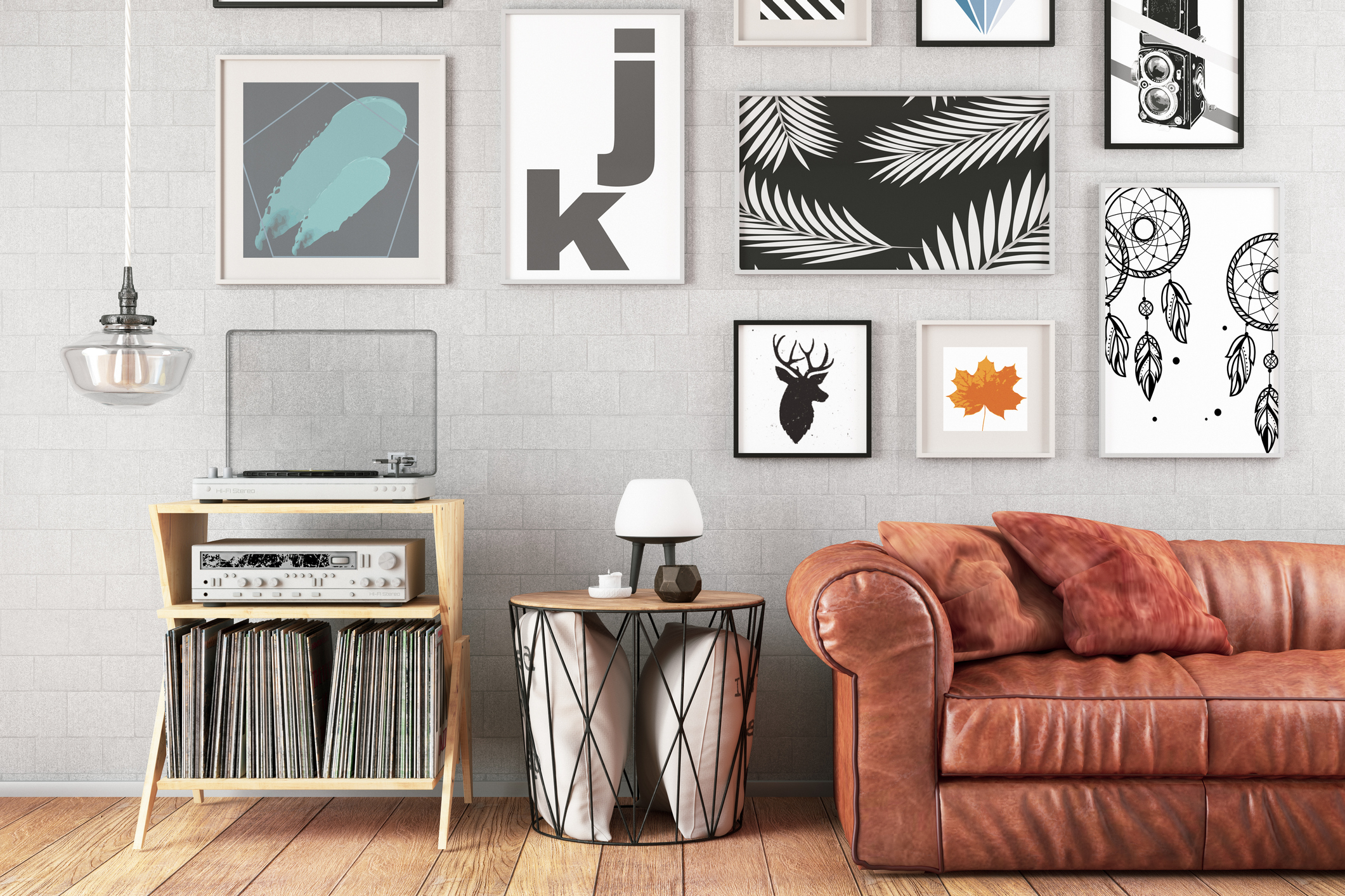 Modern Living Room with Sofa and Frames