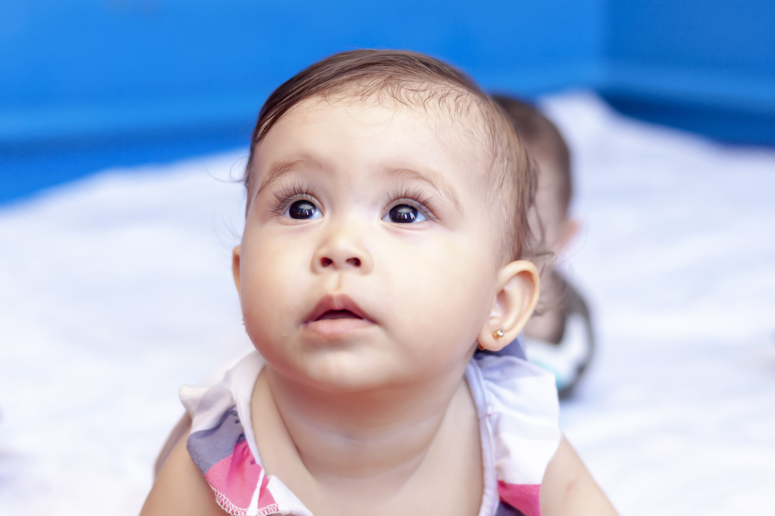 Close-up view of cute middle-eastern baby girl