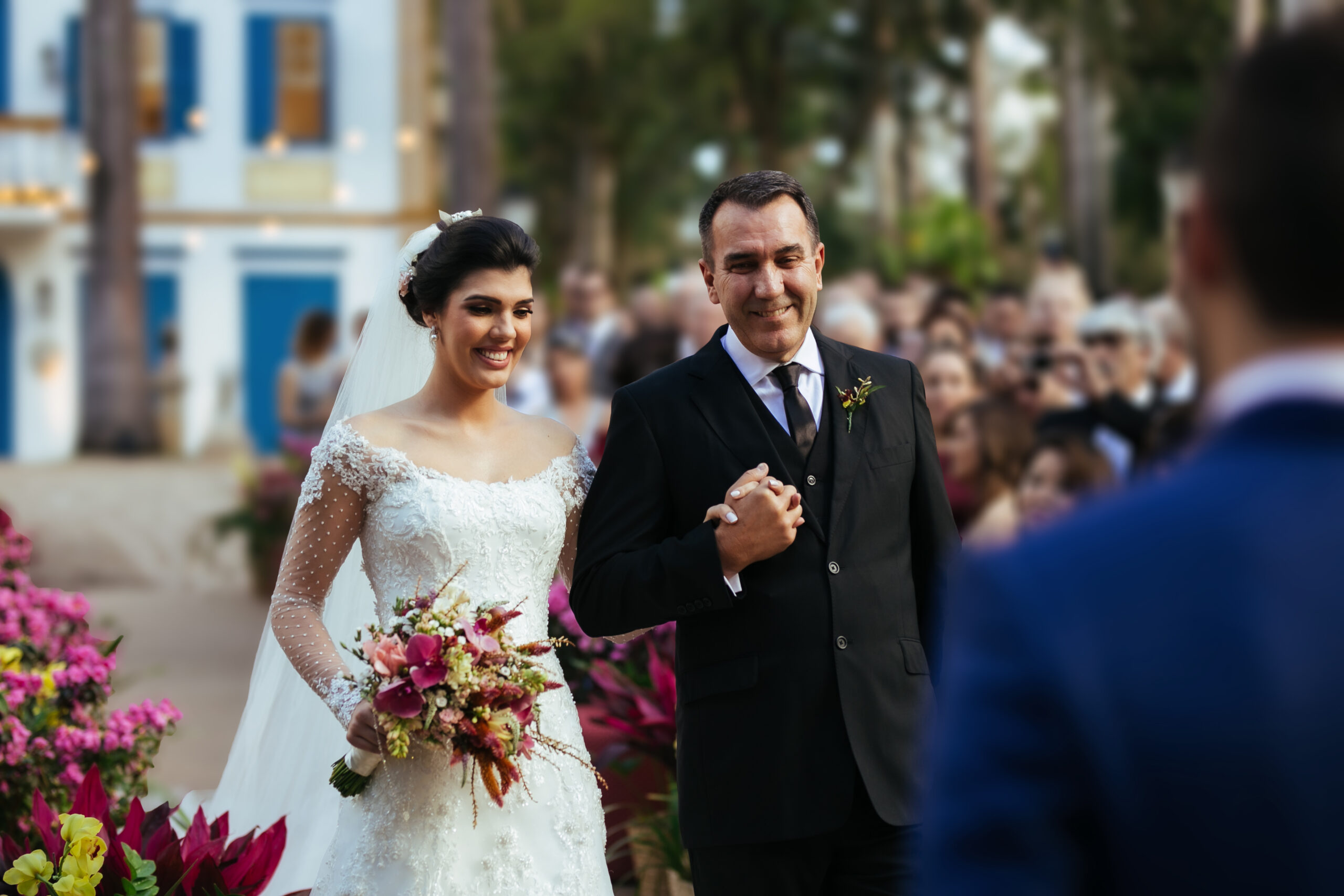 Bride and her father entering in wedding