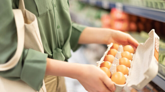 buying eggs at store