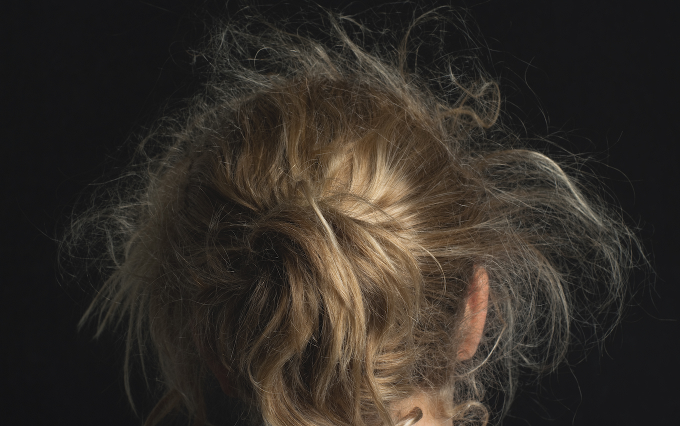 Messy blond hair