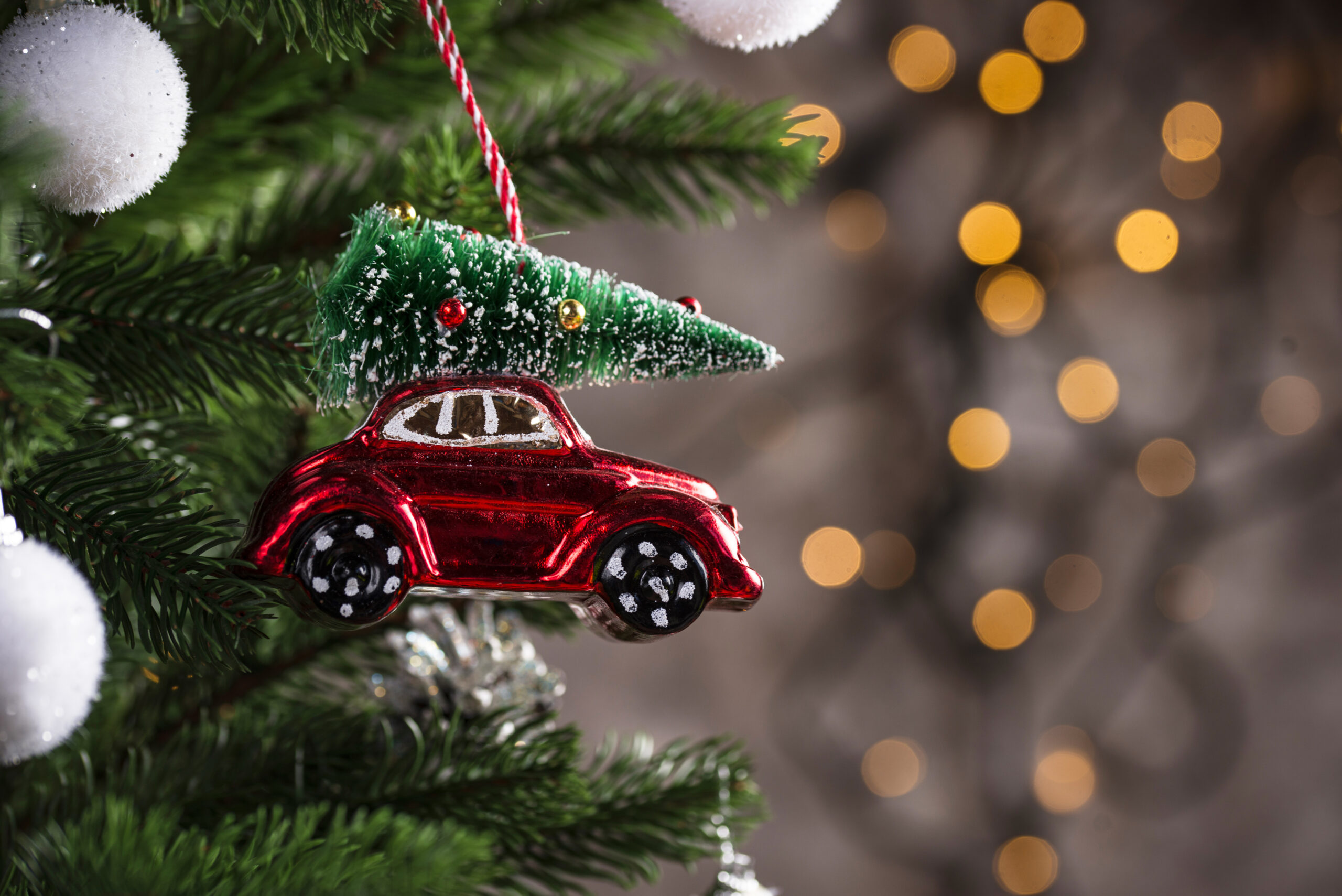 Christmas tree toy in shape of red car