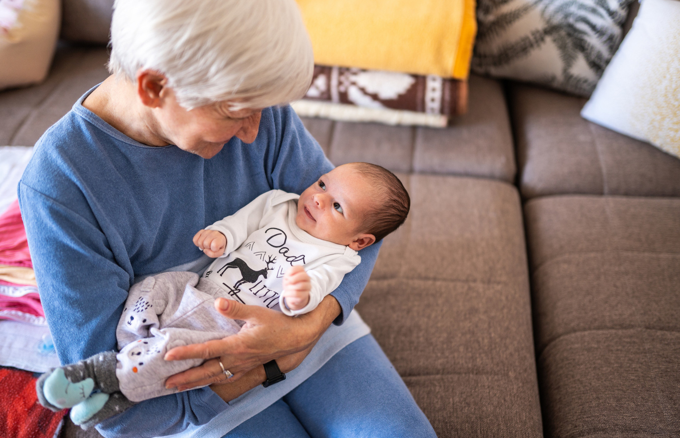 Grandmother holding baby