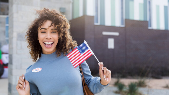 Woman voting