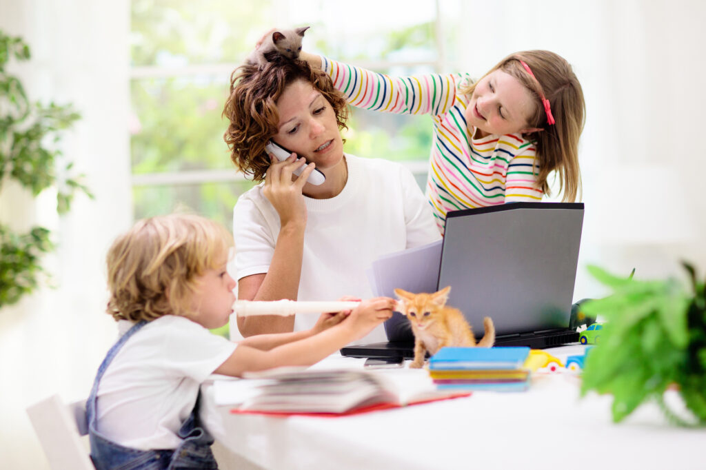 annoyed mom with kids