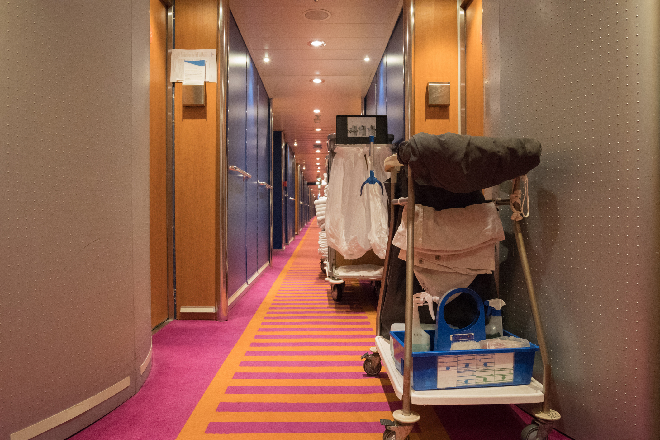 cleaning carts in hallway