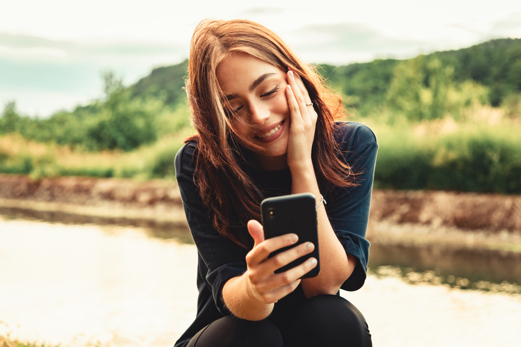 Happiness Lucky Smiling Young Woman On Video Call