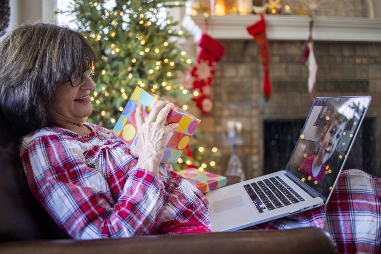Socially Distanced Christmas with Grandma and Granddaughter