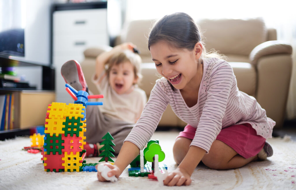 Kids playing with toys