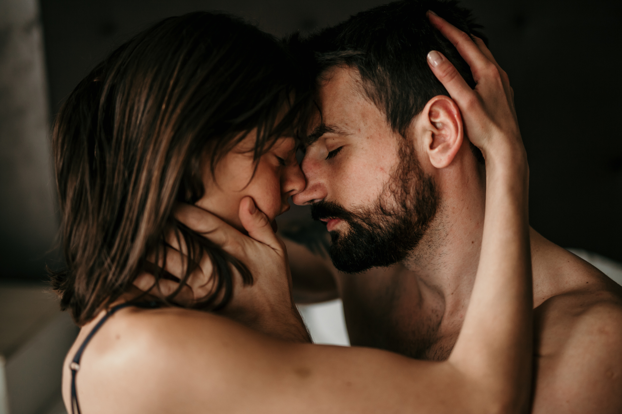 Woman and Man kissing