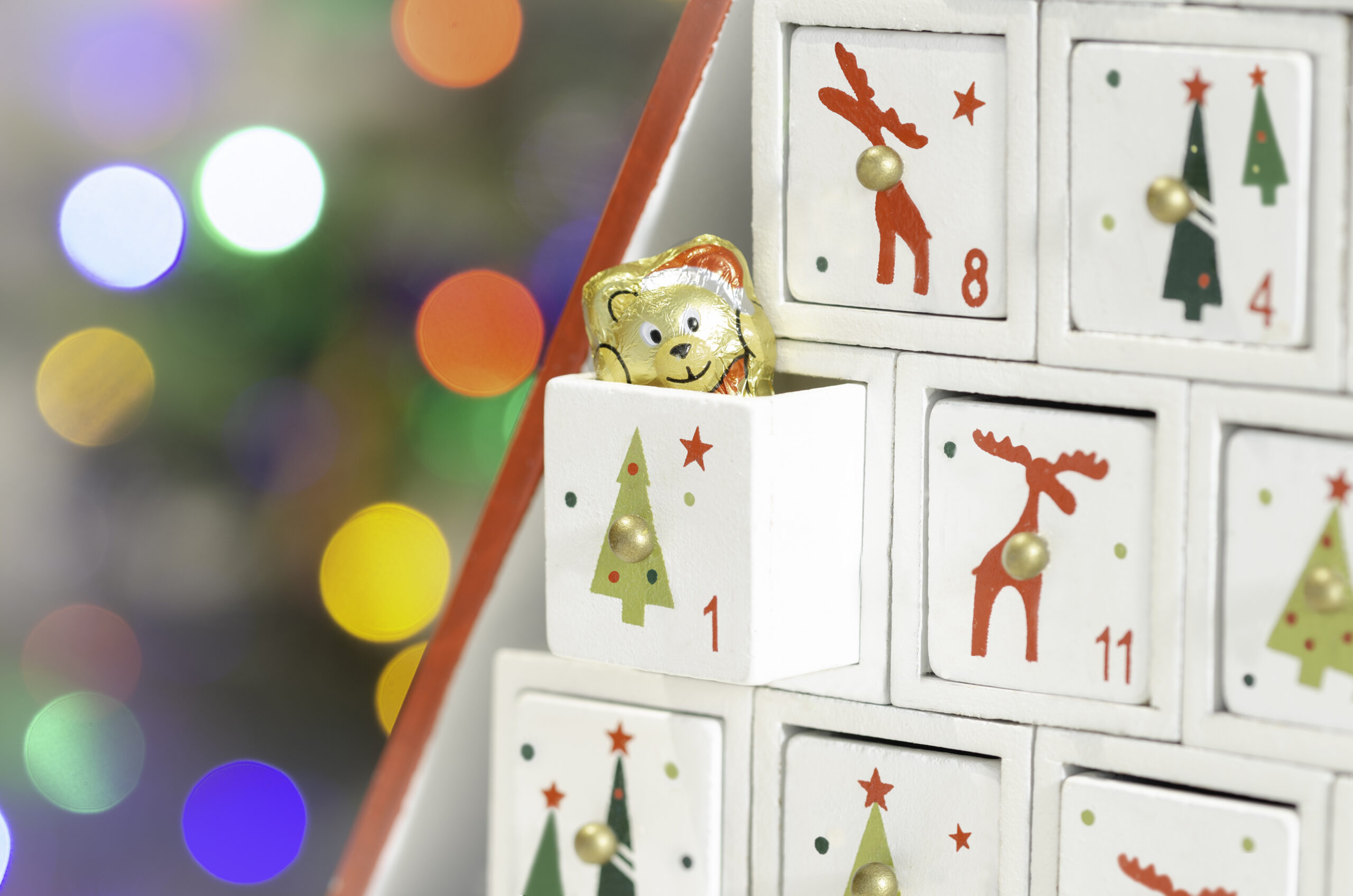 Wooden advent calendar Christmas tree