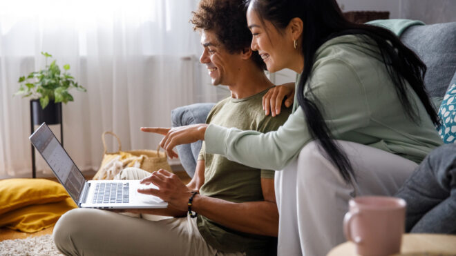 Couple shopping online