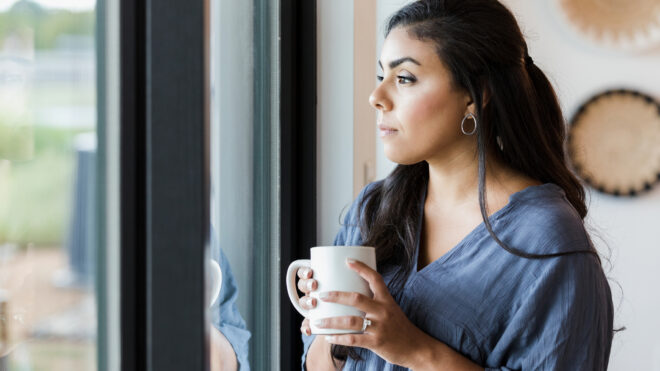 woman drinking coffee