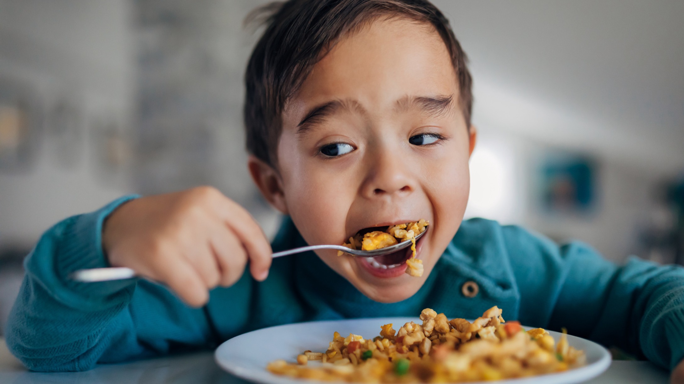little boy eating