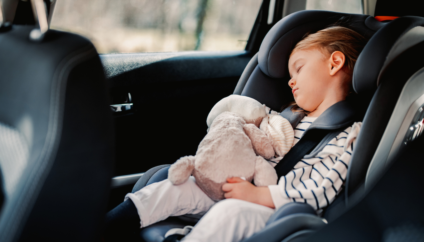 Little Girl Sleeping While Traveling by Car