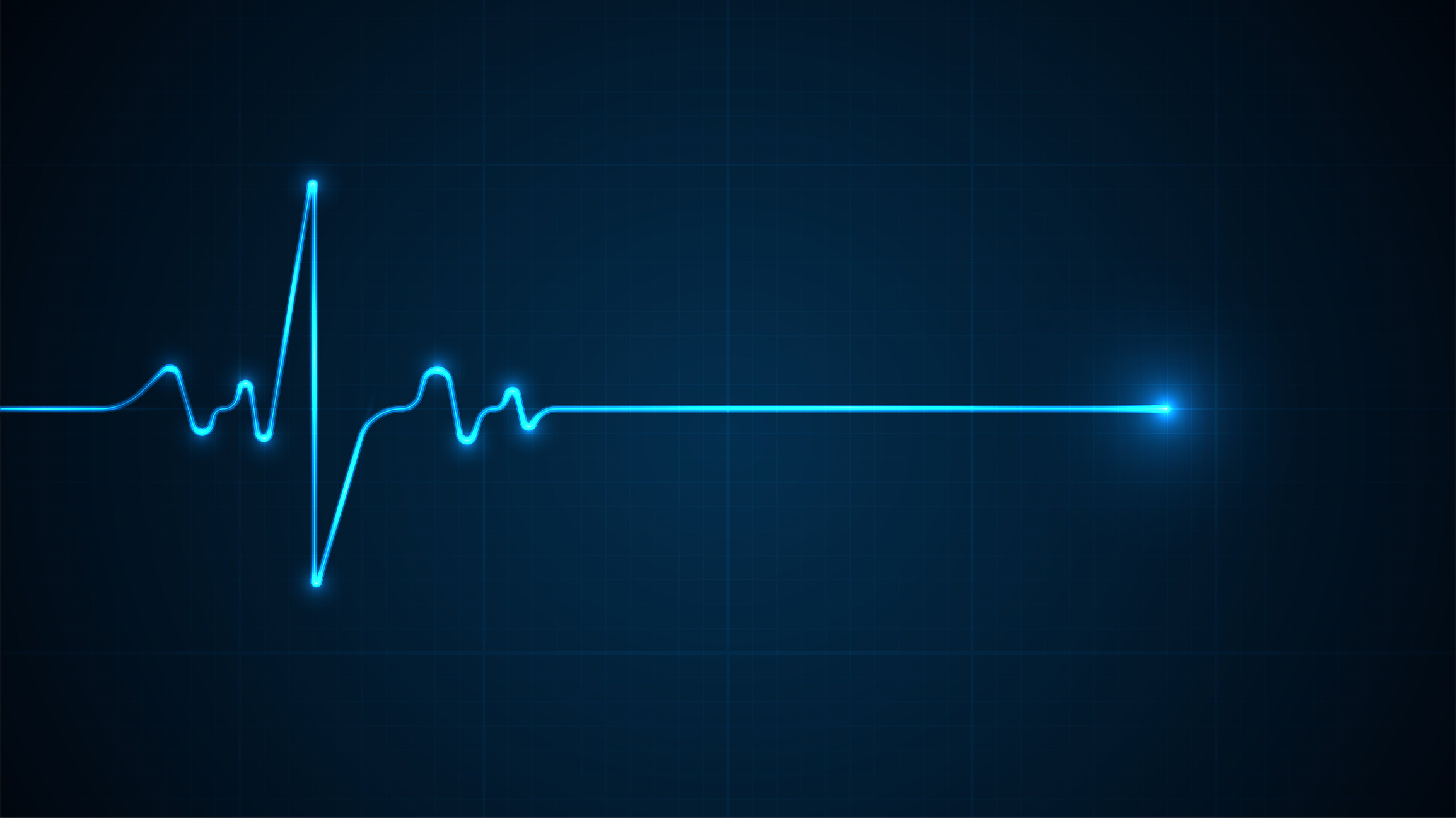 Emergency ekg monitoring. Blue glowing neon heart pulse. Heart beat. Electrocardiogram