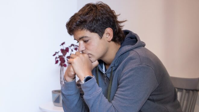 upset teenage boy