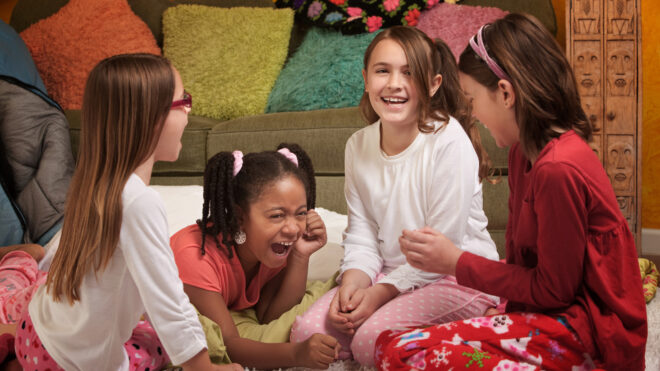 Girls at a sleepover