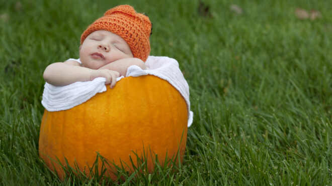 Baby in a pumpkin