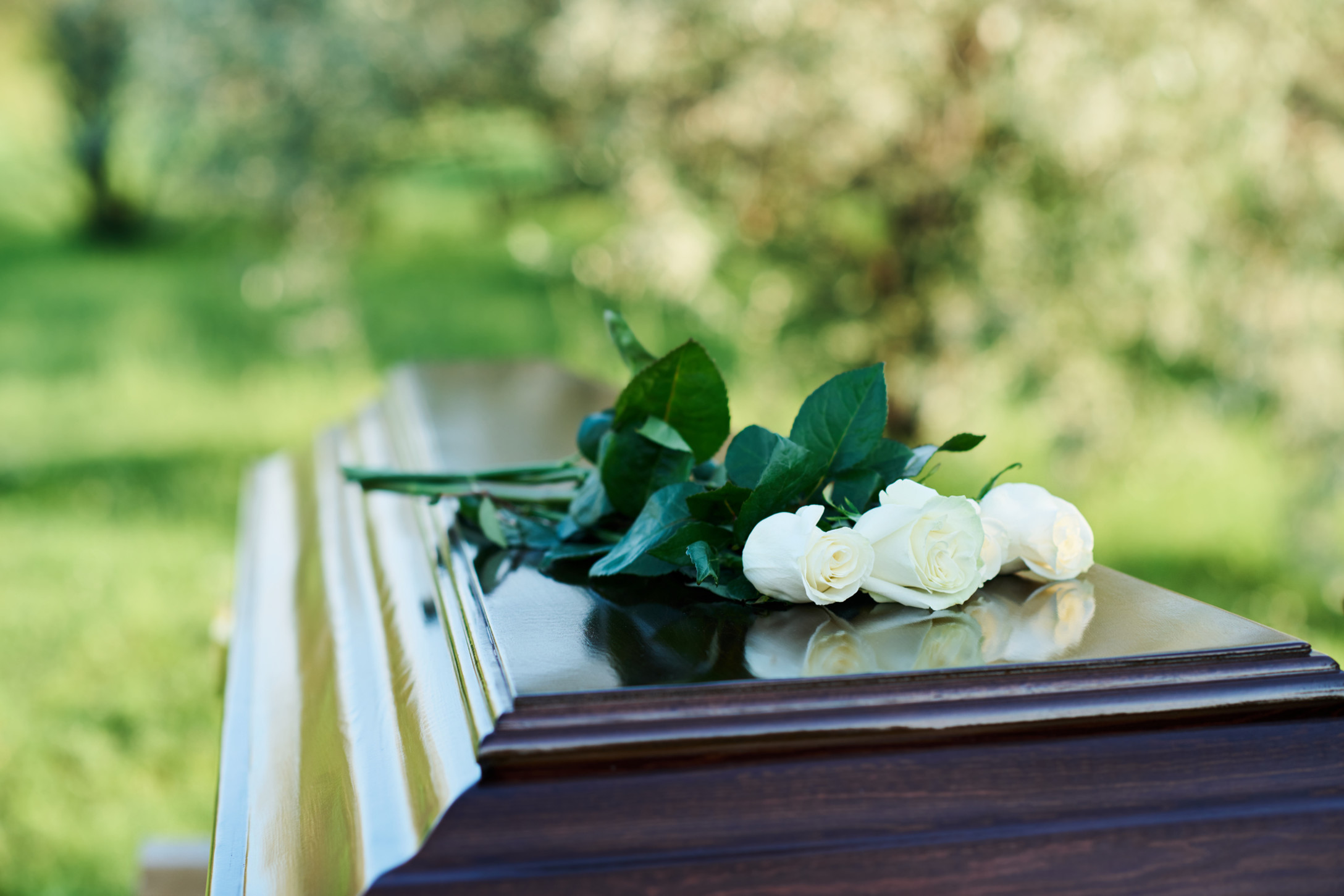 casket with flowers