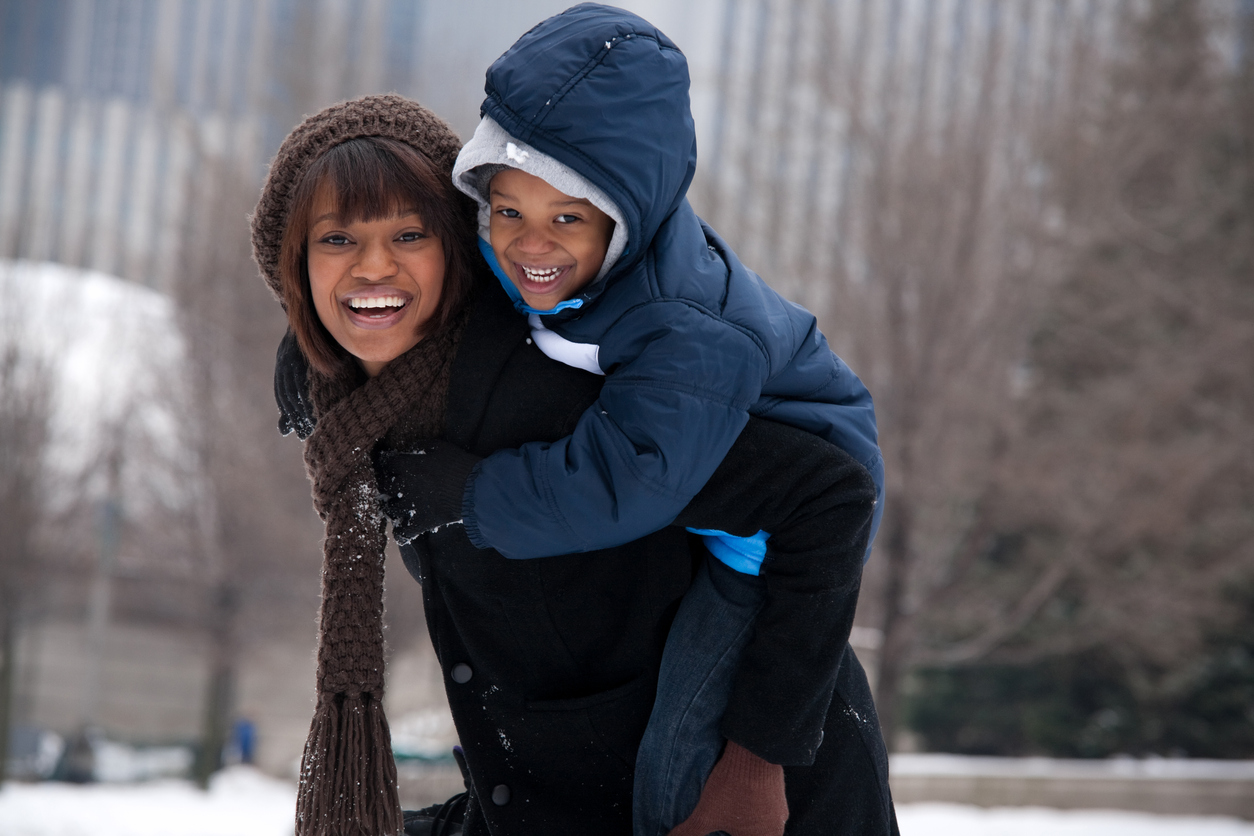Chicago Winter - Mother and Son