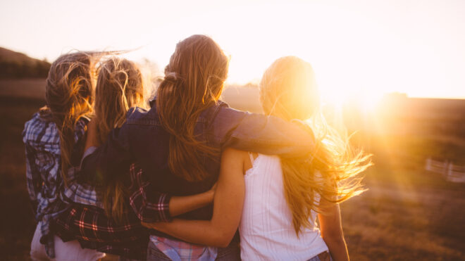happy teen girls