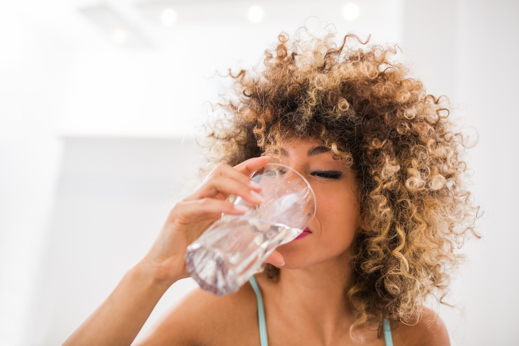 woman drinking water
