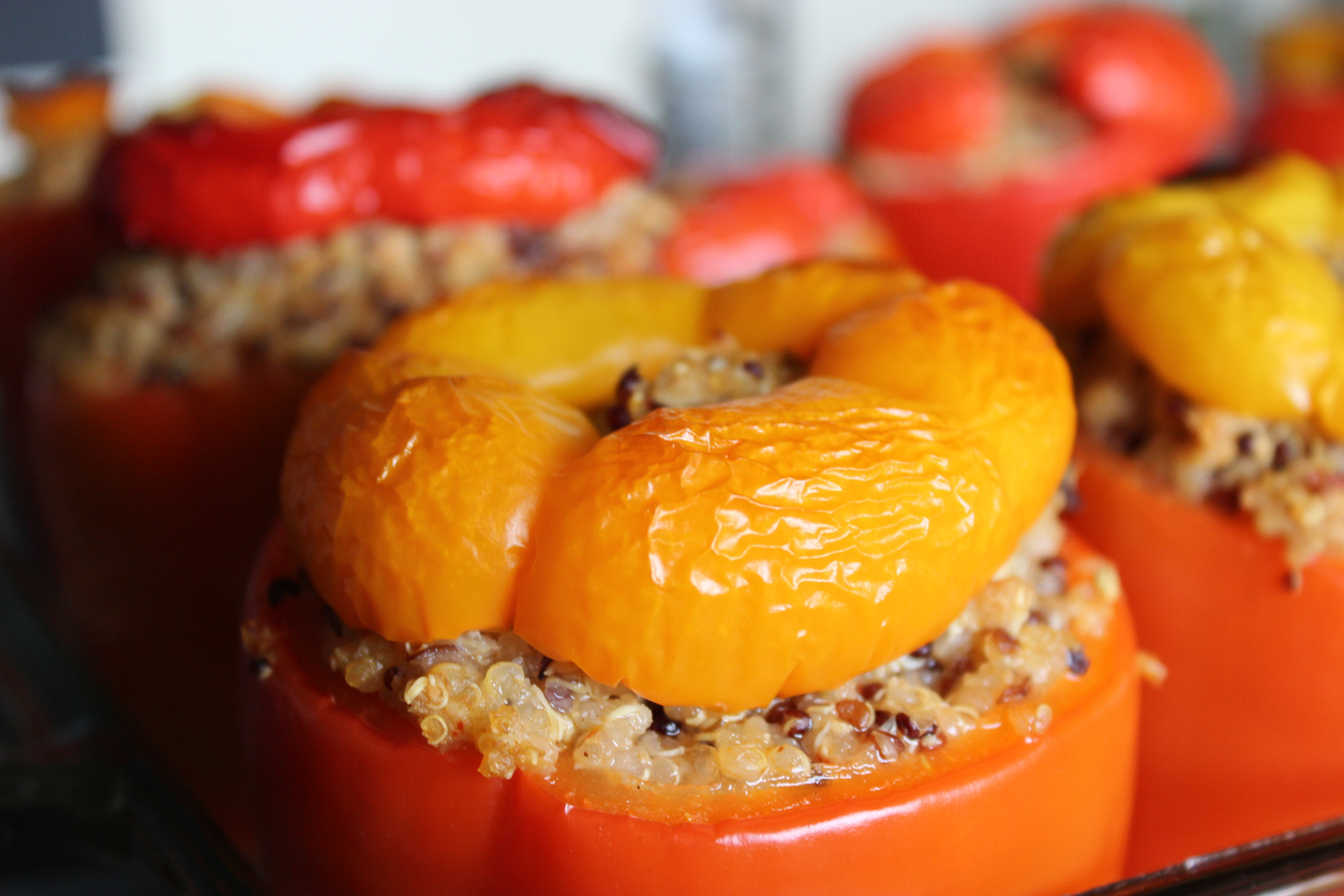 Quinoa Stuffed Red and Orange Bell Peppers 1 of 3