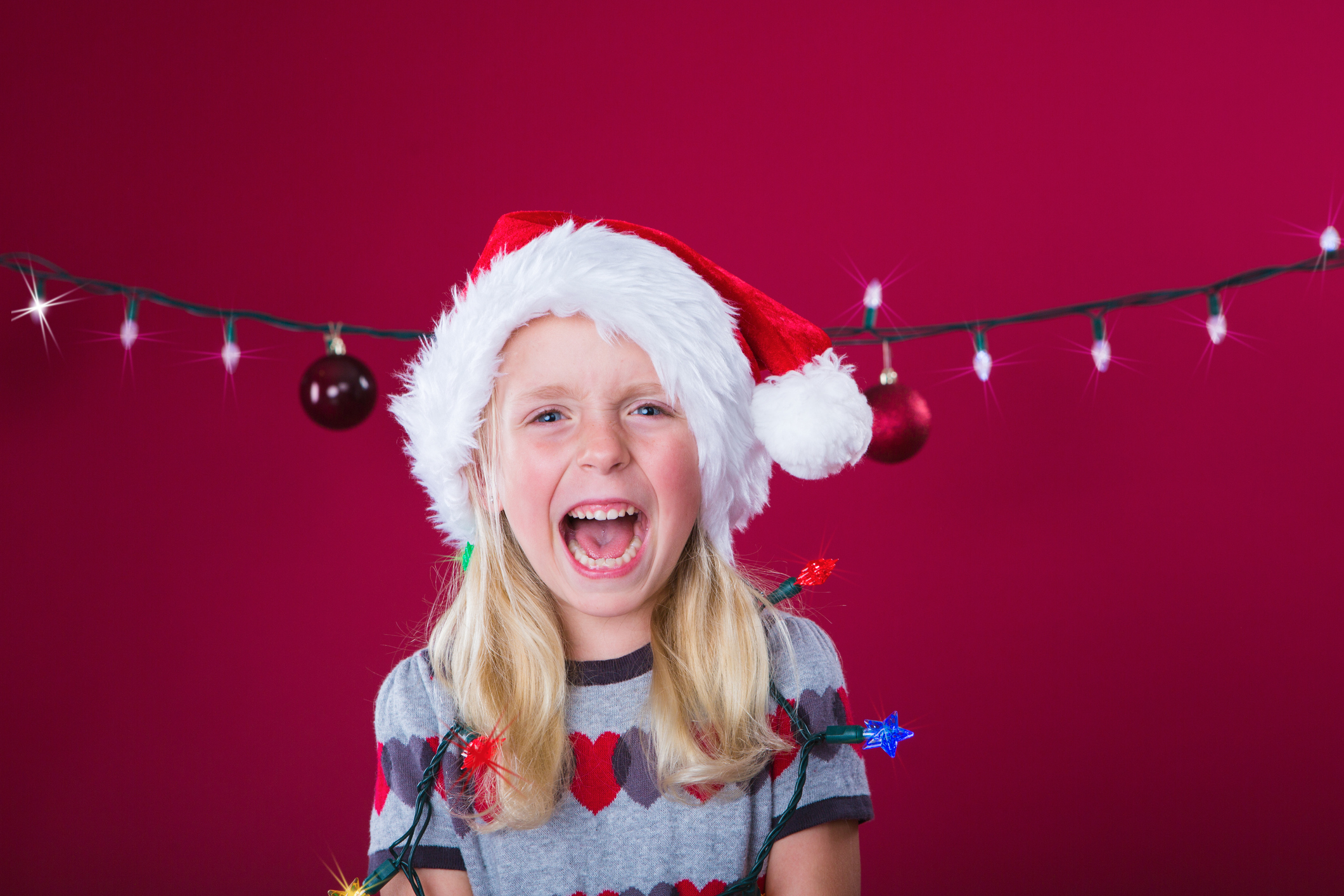 Little girl looking playful and shouting