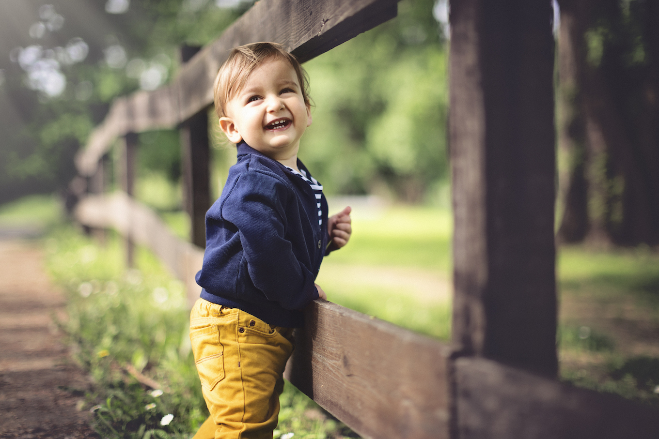 Portrait of cute baby boy laughing