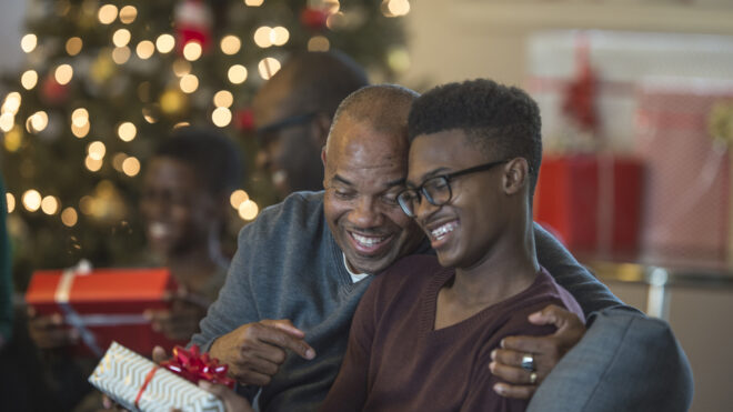 father and son at holidays
