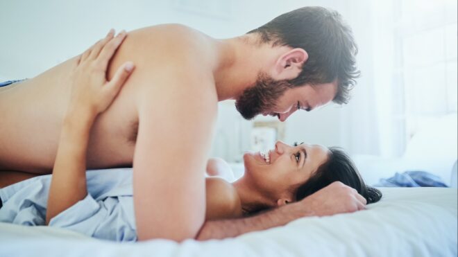 A couple in bed together