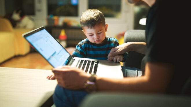 dad on his computer