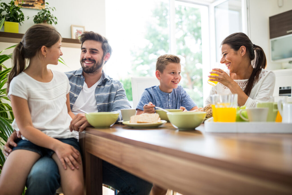 family eating together