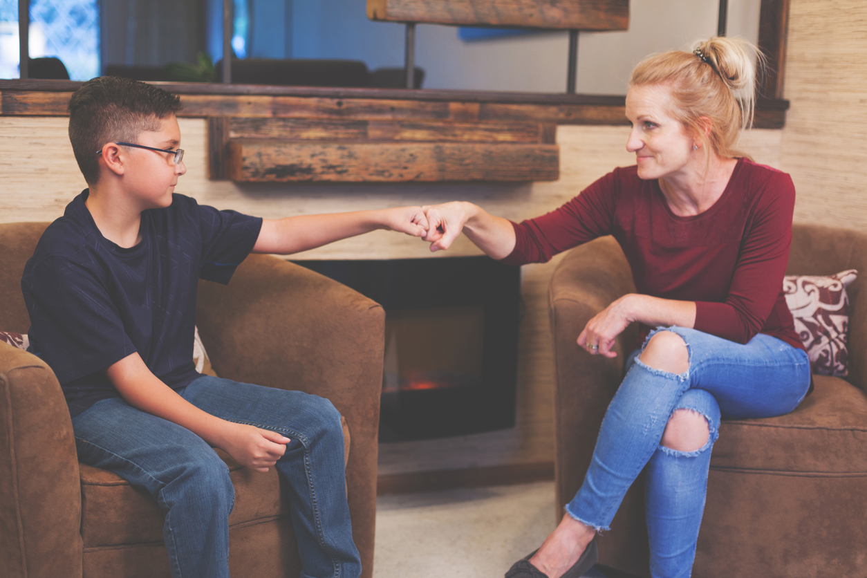 Foster Care Woman and Boy Child Talking