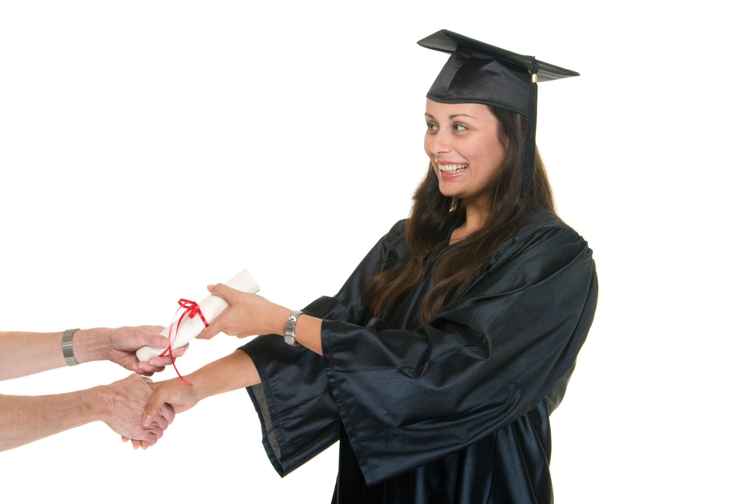 Young Woman Graduate Receiving Diploma