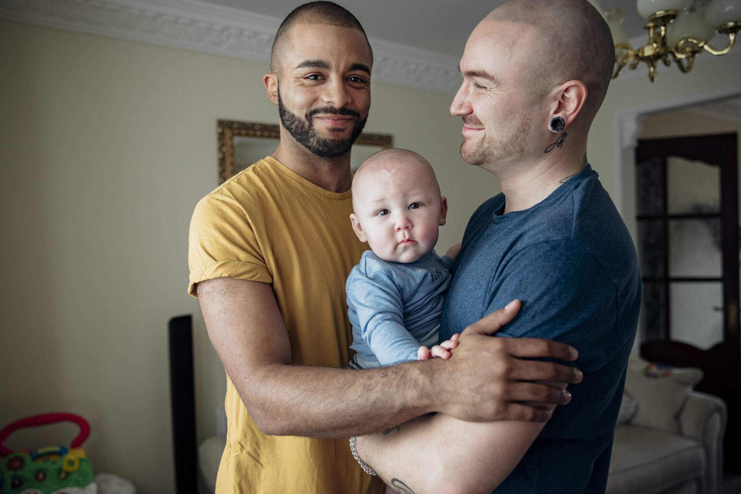 Men at Home With Their Son