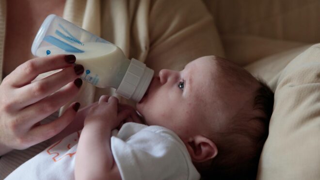 Mom feeding baby