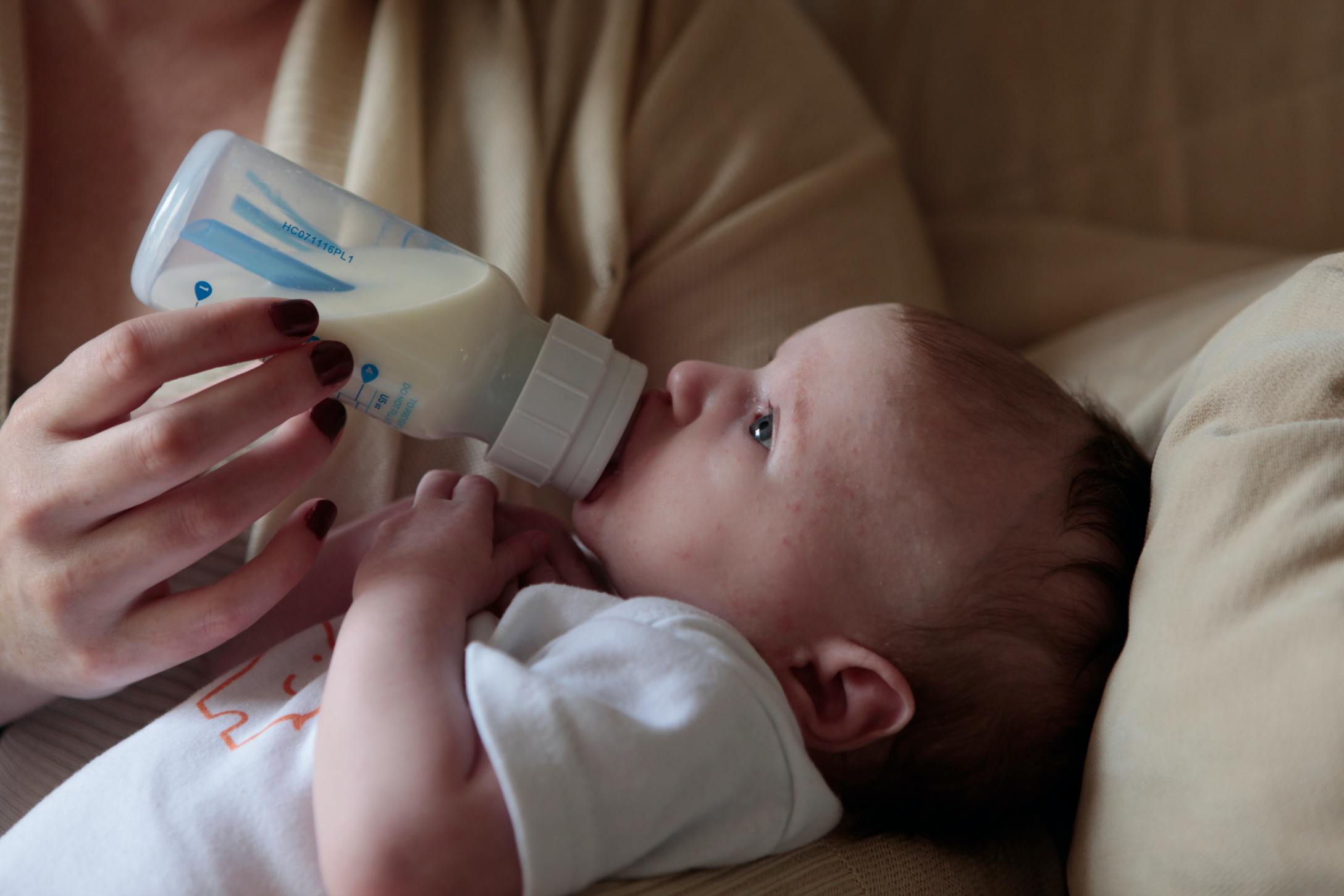 Mom feeding baby