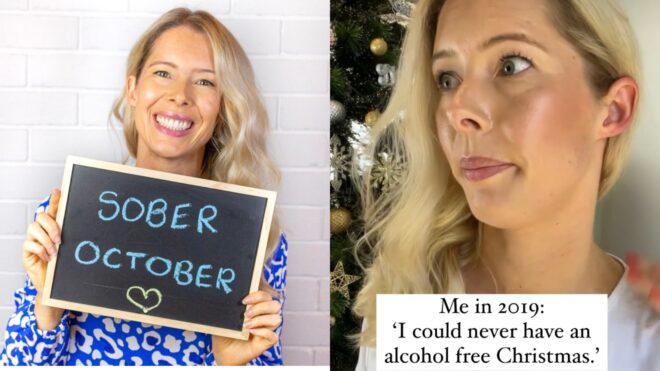 mom with sobriety sign