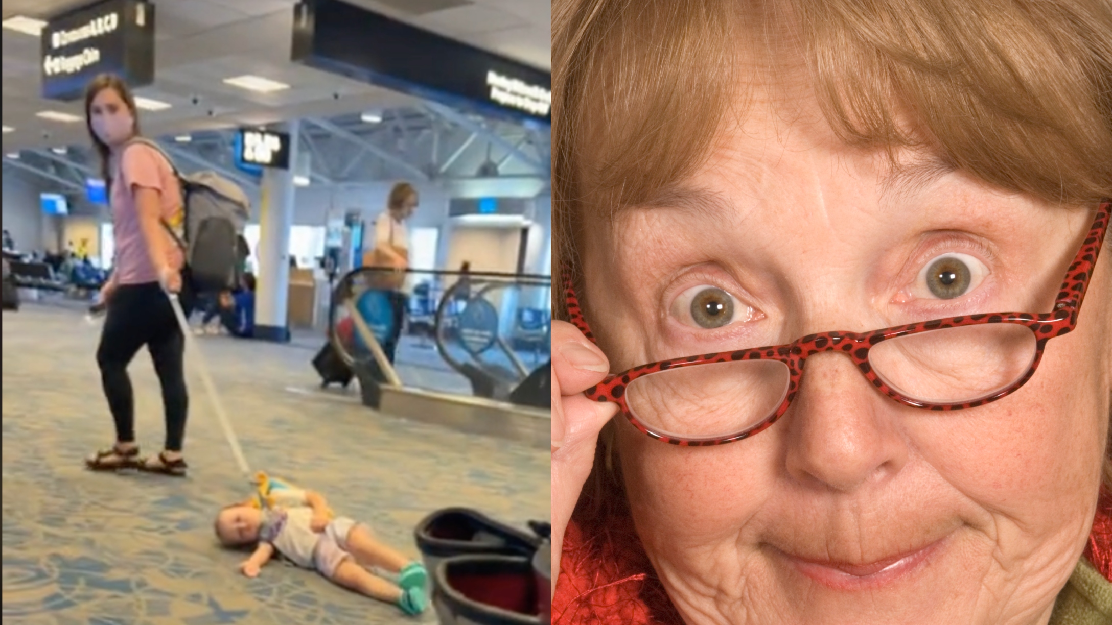 mom-dragging-toddler-leash-airport-judging