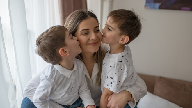 mom with twin boys