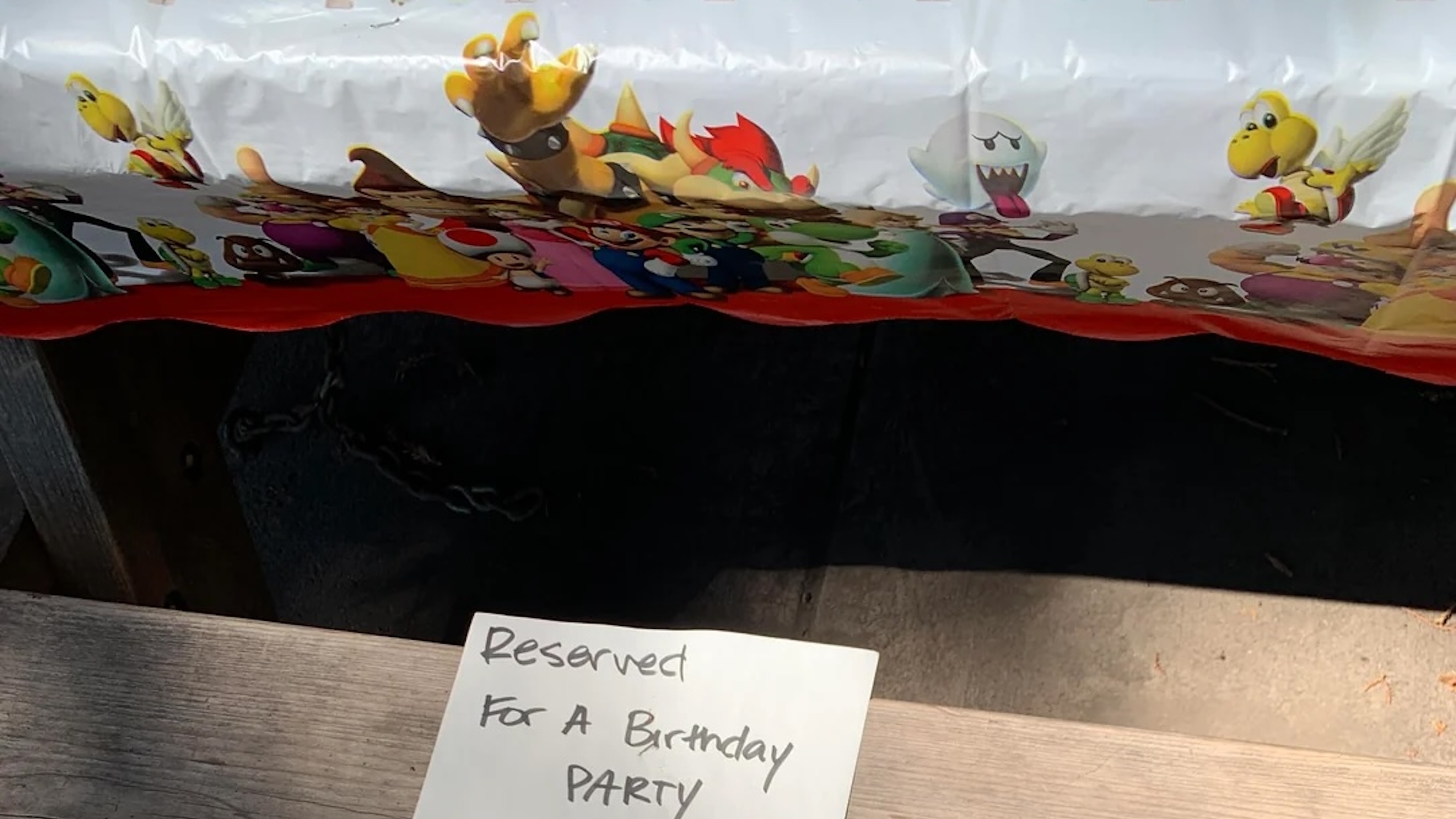 park tables reserved birthday party note