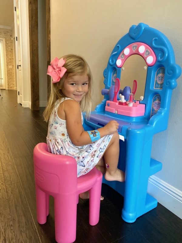Preschool girl with Ice Princess Magic Mirror