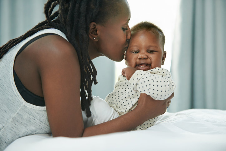 baby girl and mom