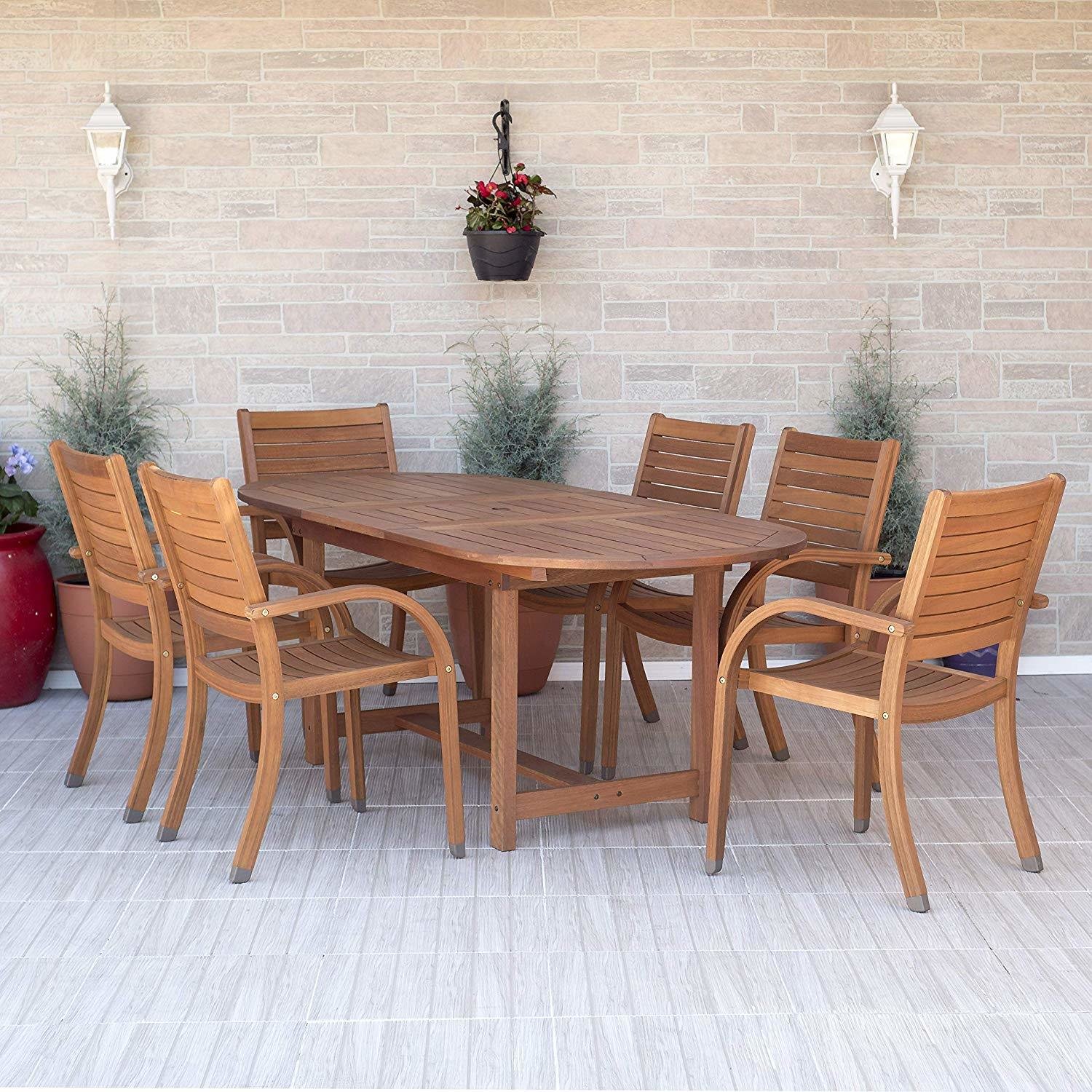 Amazonia Arizona 7 Piece Oval Outdoor Extendable Dining Set