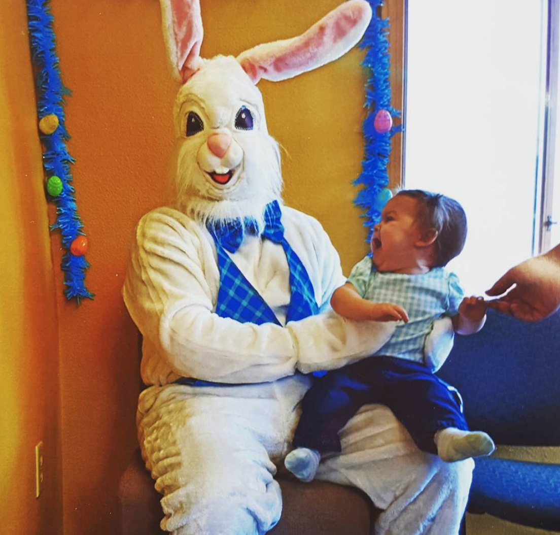 baby crying easter bunny