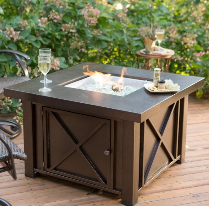 Hiland Decorative Fire Pit Hammered Bronze Finish