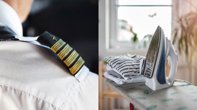 pilot's shirt and ironing board